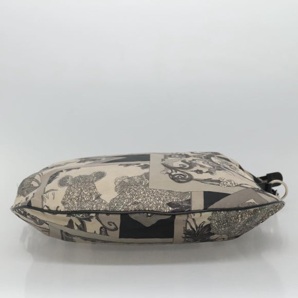 Salvatore Ferragamo Shoulder Bag Canvas Gray Black Silver Auth bs22485