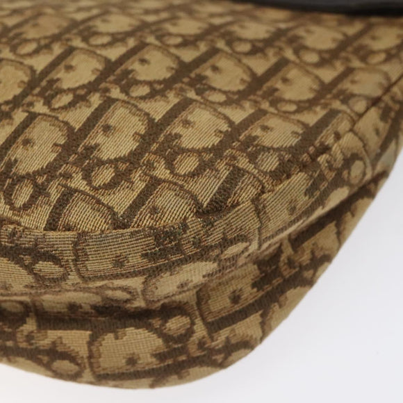 Christian Dior Trotter Canvas Shoulder Bag Brown Gold Auth bs22491