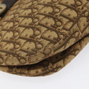 Christian Dior Trotter Canvas Shoulder Bag Brown Gold Auth bs22491-15