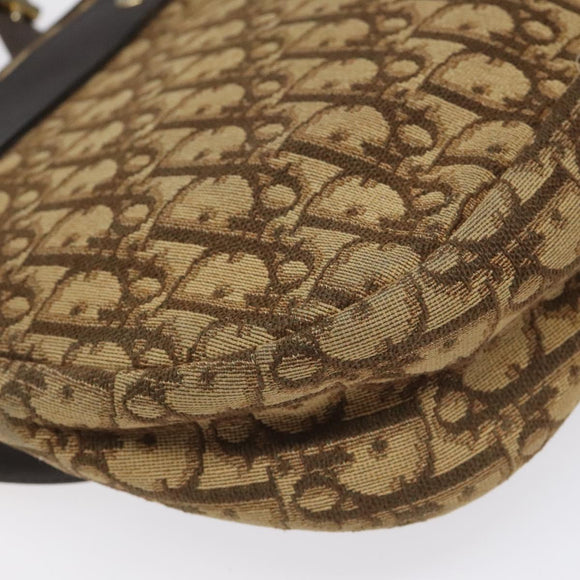 Christian Dior Trotter Canvas Shoulder Bag Brown Gold Auth bs22491