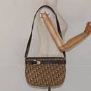 Christian Dior Trotter Canvas Shoulder Bag Brown Gold Auth bs22491-21