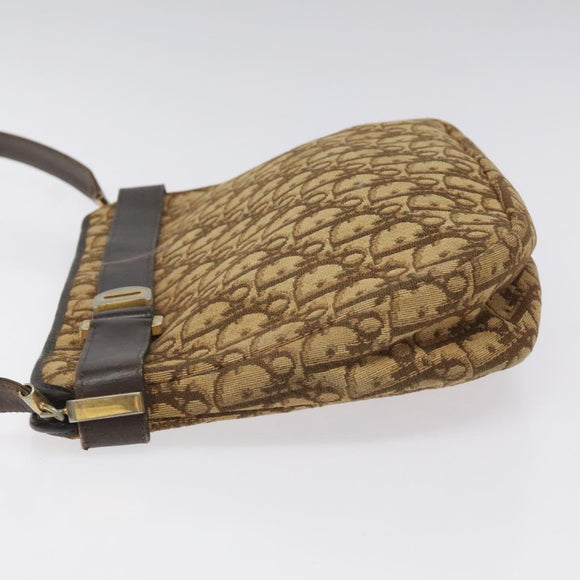 Christian Dior Trotter Canvas Shoulder Bag Brown Gold Auth bs22491
