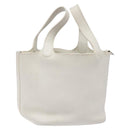 HERMES Picotan Lock PM Hand Bag White Silver Auth bs22497-1