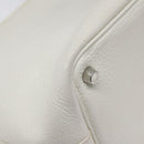 HERMES Picotan Lock PM Hand Bag White Silver Auth bs22497-16