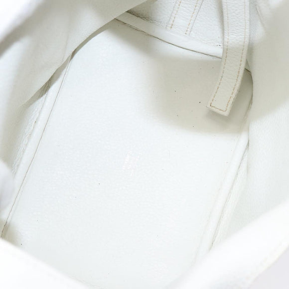 HERMES Picotan Lock PM Hand Bag White Silver Auth bs22497