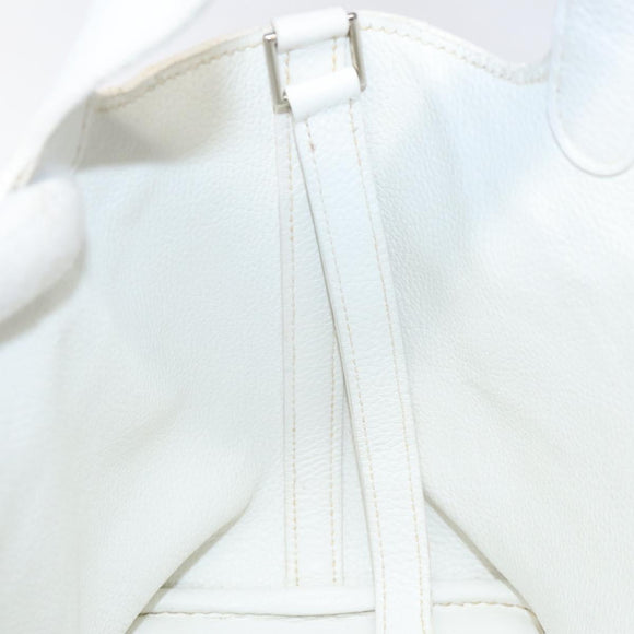 HERMES Picotan Lock PM Hand Bag White Silver Auth bs22497