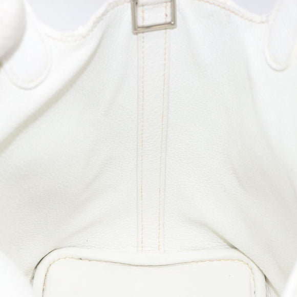 HERMES Picotan Lock PM Hand Bag White Silver Auth bs22497