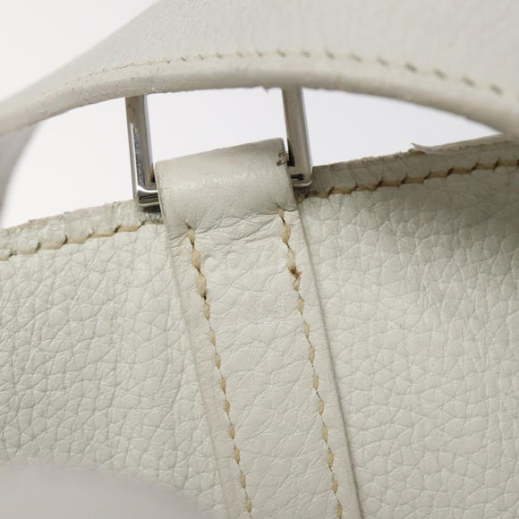 HERMES Picotan Lock PM Hand Bag White Silver Auth bs22497