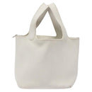 HERMES Picotan Lock PM Hand Bag White Silver Auth bs22497-2