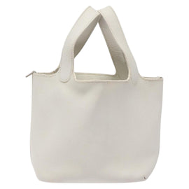 HERMES Picotan Lock PM Hand Bag White Silver Auth bs22497 - 0
