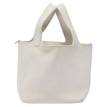 HERMES Picotan Lock PM Hand Bag White Silver Auth bs22497 - 0