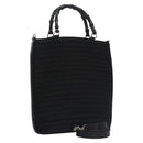 GUCCI Bamboo Hand Bag Canvas Leather 2way Black Silver Auth bs22518-1