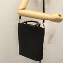 GUCCI Bamboo Hand Bag Canvas Leather 2way Black Silver Auth bs22518-24