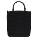 GUCCI Bamboo Hand Bag Canvas Leather 2way Black Silver Auth bs22518-13