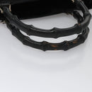 GUCCI Bamboo Hand Bag Canvas Leather 2way Black Silver Auth bs22518-7