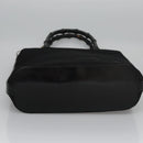 GUCCI Bamboo Hand Bag Canvas Leather 2way Black Silver Auth bs22518-5
