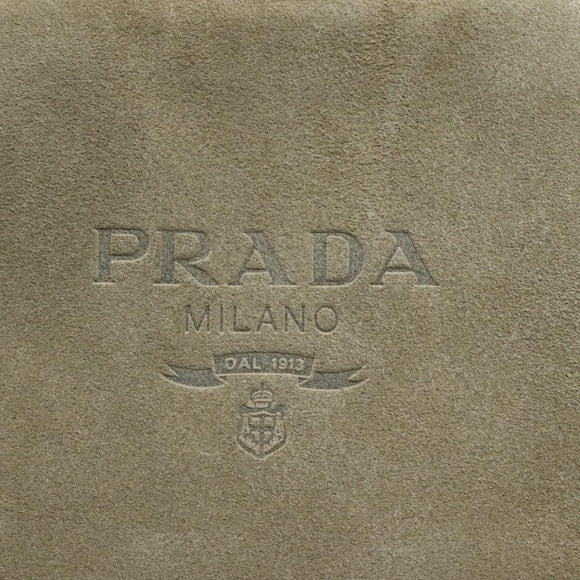 PRADA Tote Bag Suede Khaki Auth bs22528