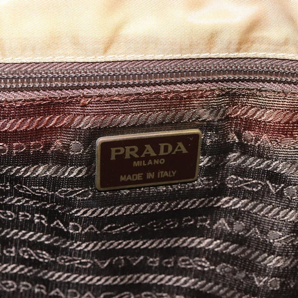 PRADA Tote Bag Suede Khaki Auth bs22528