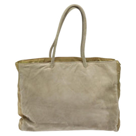PRADA Tote Bag Suede Khaki Auth bs22528 - 0