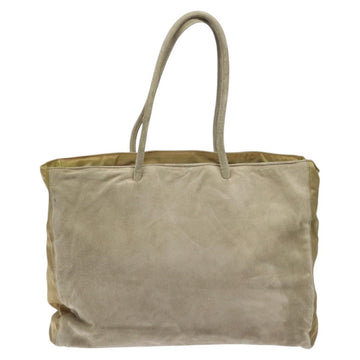 PRADA Tote Bag Suede Khaki Auth bs22528 - 0