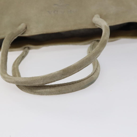 PRADA Tote Bag Suede Khaki Auth bs22528