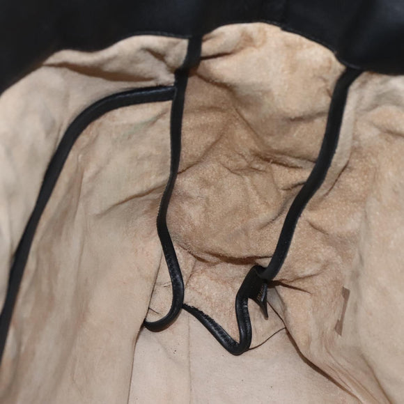 PRADA Tote Bag Leather Black Gold Auth bs22531