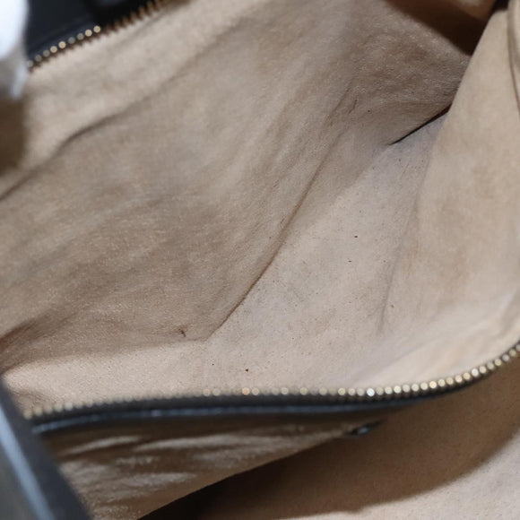 PRADA Tote Bag Leather Black Gold Auth bs22531