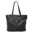 PRADA Tote Bag Leather Black Gold Auth bs22531-3