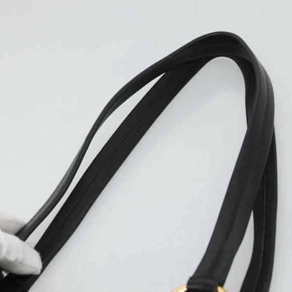 PRADA Tote Bag Leather Black Gold Auth bs22531