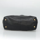 PRADA Tote Bag Leather Black Gold Auth bs22531-9