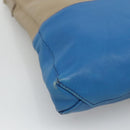 CELINE Shoulder Bag Leather Beige Gold blue Auth bs22533-15