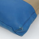 CELINE Shoulder Bag Leather Beige Gold blue Auth bs22533-16