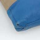 CELINE Shoulder Bag Leather Beige Gold blue Auth bs22533-17