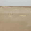 CELINE Shoulder Bag Leather Beige Gold blue Auth bs22533-18