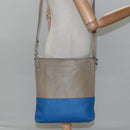 CELINE Shoulder Bag Leather Beige Gold blue Auth bs22533-23