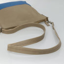 CELINE Shoulder Bag Leather Beige Gold blue Auth bs22533-7