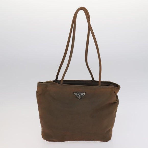 PRADA Hand Bag Nylon Leather 3 Set Khaki Beige Auth bs22539