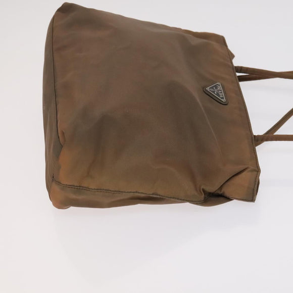 PRADA Hand Bag Nylon Leather 3 Set Khaki Beige Auth bs22539