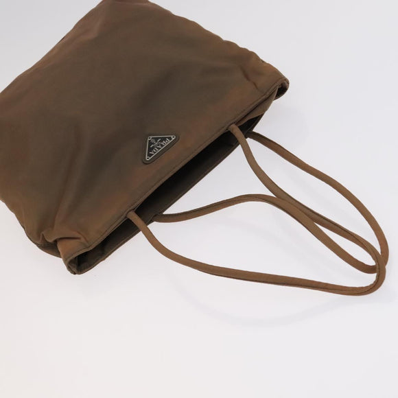 PRADA Hand Bag Nylon Leather 3 Set Khaki Beige Auth bs22539