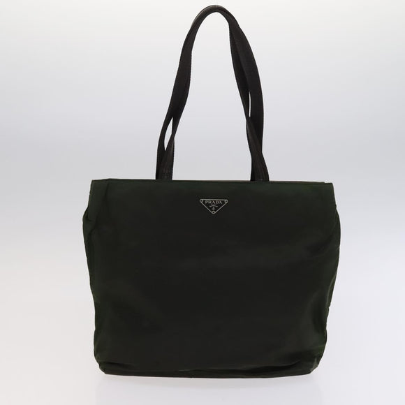 PRADA Hand Bag Nylon Leather 3Set Khaki Beige Auth bs22539