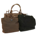 PRADA Hand Bag Nylon Leather 3 Set Khaki Beige Auth bs22539-1