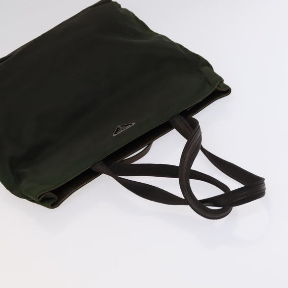 PRADA Hand Bag Nylon Leather 3Set Khaki Beige Auth bs22539