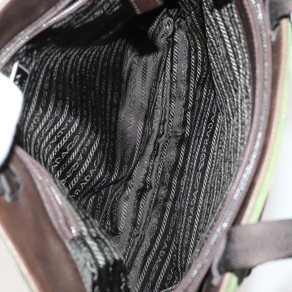 PRADA Hand Bag Nylon Leather 3Set Khaki Beige Auth bs22539