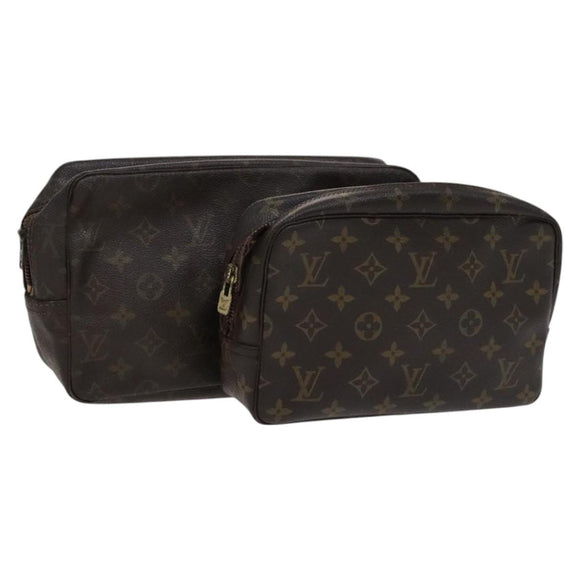 LOUIS VUITTON Monogram Trousse Toilette Clutch Bag 2 Set LV Auth bs22553