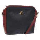HERMES Jockey Shoulder Bag Leather Navy Gold Auth bs22558-1