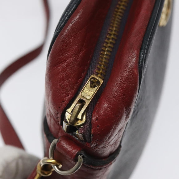 HERMES Jockey Shoulder Bag Leather Navy Gold Auth bs22558