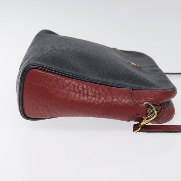 HERMES Jockey Shoulder Bag Leather Navy Gold Auth bs22558