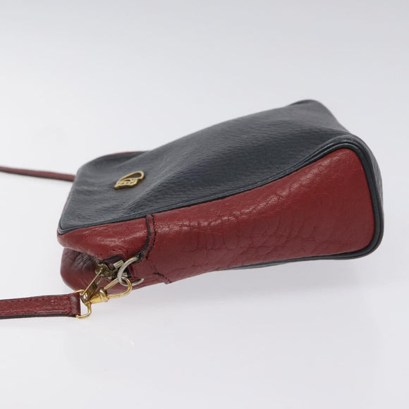 HERMES Jockey Shoulder Bag Leather Navy Gold Auth bs22558