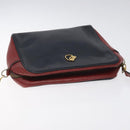 HERMES Jockey Shoulder Bag Leather Navy Gold Auth bs22558-6