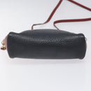HERMES Jockey Shoulder Bag Leather Navy Gold Auth bs22558-5